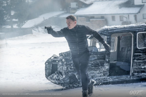 Throughout Spectre, various exotic locales provide the setting for much of the plot. Above, Daniel Craig aims his weapon in an action scene in the snowy mountains of Austria. Other locations in the movie include London, Morroco and Rome.