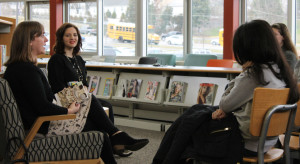 Barnaby and Zekas present their respective novels and discuss the creative writing and publishing process to a group of attendees inside the library during the festival. The event was the third annual NoVa Teen Book Festival and the first that Barnaby and Zekas have attended out of 23 participating authors.