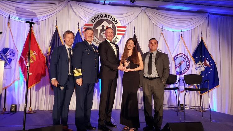 Senior Kathryn Alonso receives her 2022 Military Child of the Year Coast Guard Award at Operation Homefront’s awards gala on Apr. 7th in Washington D.C.